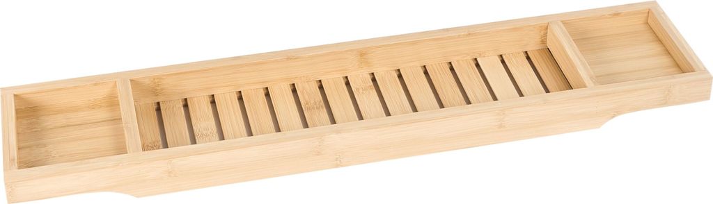 BELIANI Badewannenablage Hellbraun Bambusholz 70 x 15 cm für Shampoo Duschgel Schwamm Seife Lamellen-Optik Lattenoptik Rustikal Badezimmer Ausstat...
