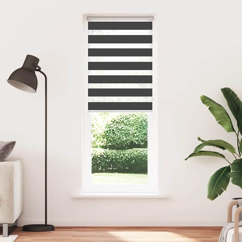vidaXL Doppelrollo Schwarz 75x230 cm Stoffbreite 70,9 cm Polyester