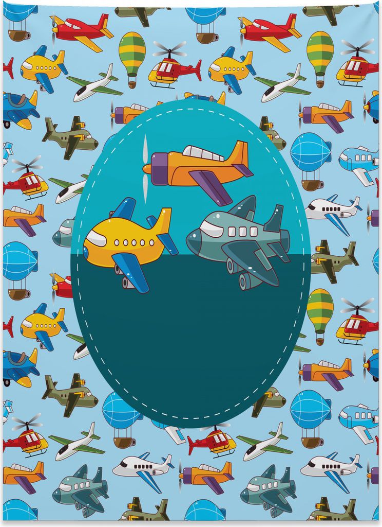 Abakuhaus Party Wandteppich, Cartoon Flugzeuge aus Weiches Mikrofaser Stoff Kein Verblassen Klare Farben Waschbar, 110 x 150 cm, Mehrfarbig