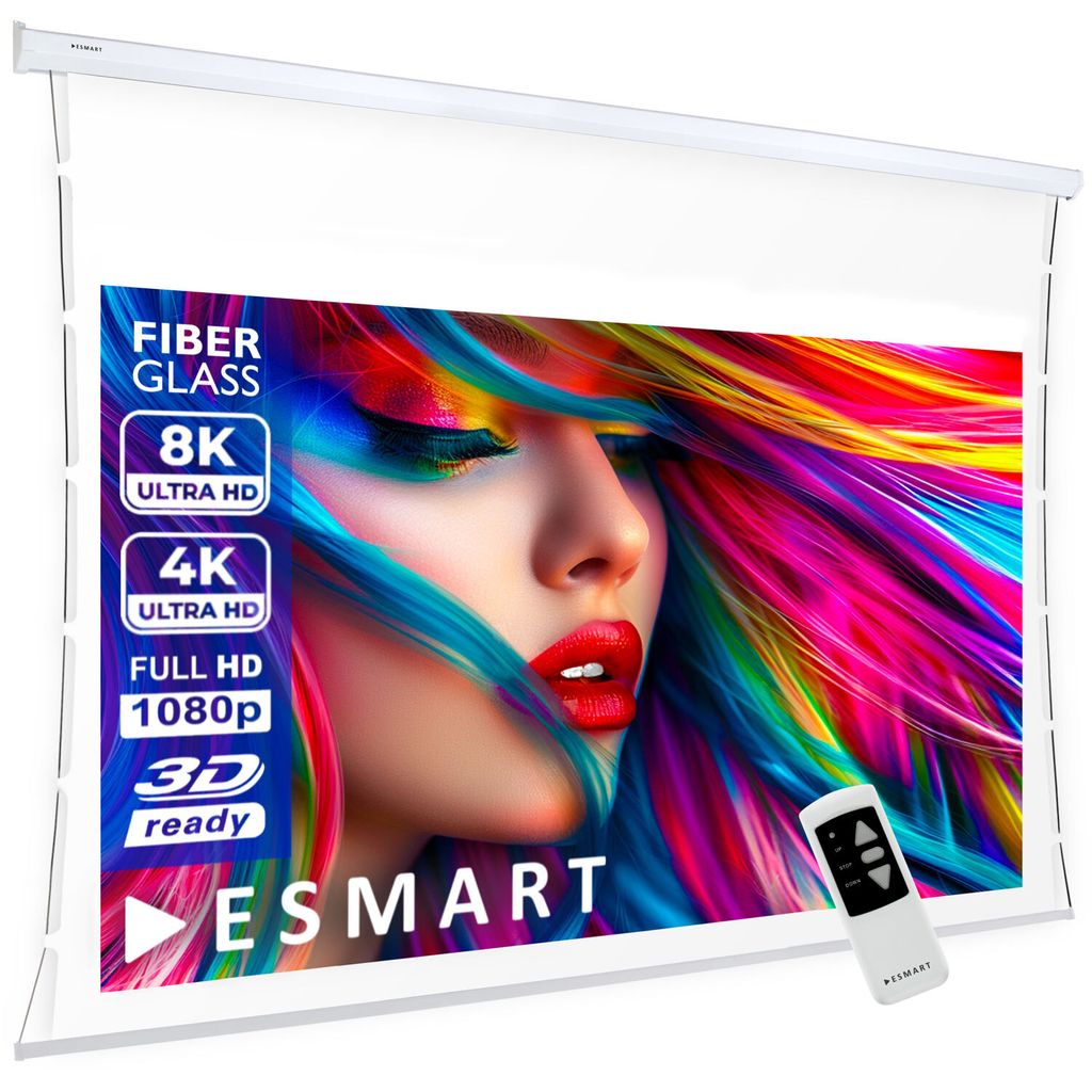 ESMART Professional TATENSO Akustik Tension-Leinwand 244 x 137 cm (110") 16:9 | Programmierbare Fernbedienung | Heimkino elektrische Beamer Projekt...