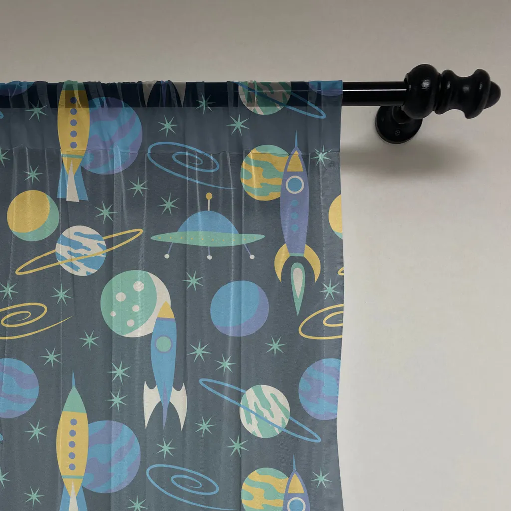 Arazzo Astronavi ABAKUHAUS per Cameretta - 210x274cm Raso Blu Senape - 2