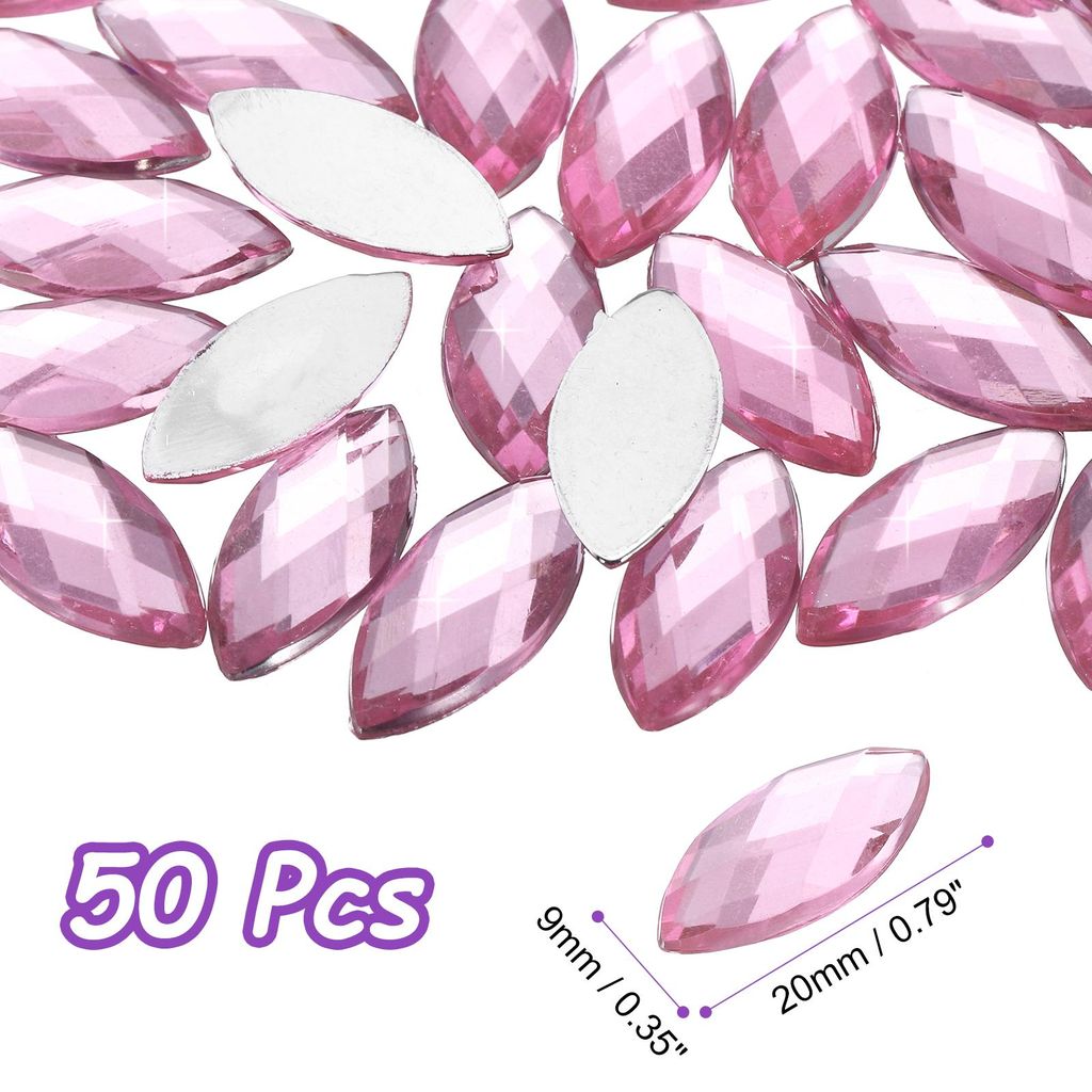 50 Stš¹ck Navette Strasssteine Hellrosa, 20 x 9mm, Glitzersteine zum Basteln und Rhinestones, fš¹r DIY Basteln, Perlen, Hochzeit Party, Kostš...