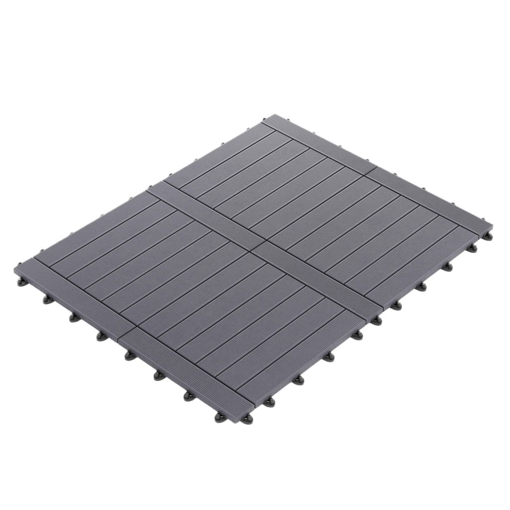 GUMI Terrassendielen Terrassenfliesen WPC Komposit 1 m² – Modulares System für Balkon und Terrasse | Montage ohne Werkzeug | Leiter | Grau