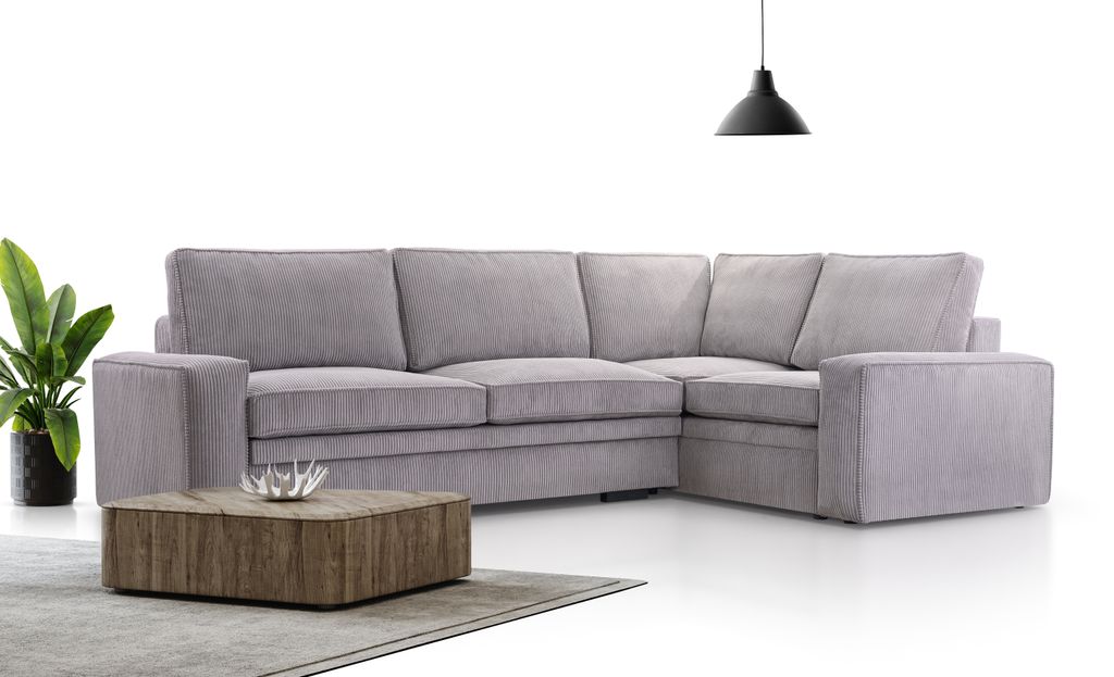 AX LIVING Cord Schlafsofa Ecksofa grau Treville mit Schlaffunktion R