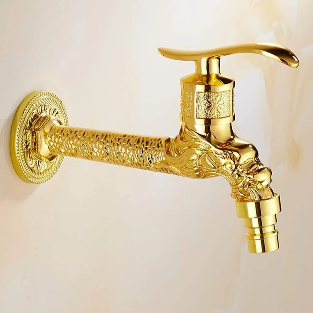 Robinet mural vintage pour machine à laver et piscine eau froide or