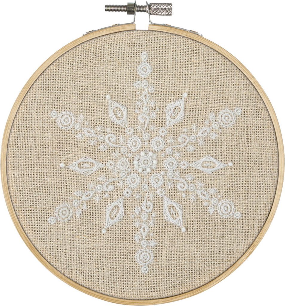 Panna Free Style Stickpackung mit Stickrahmen "Schneeflocke", Zählmuster, 12,5x12,5cm