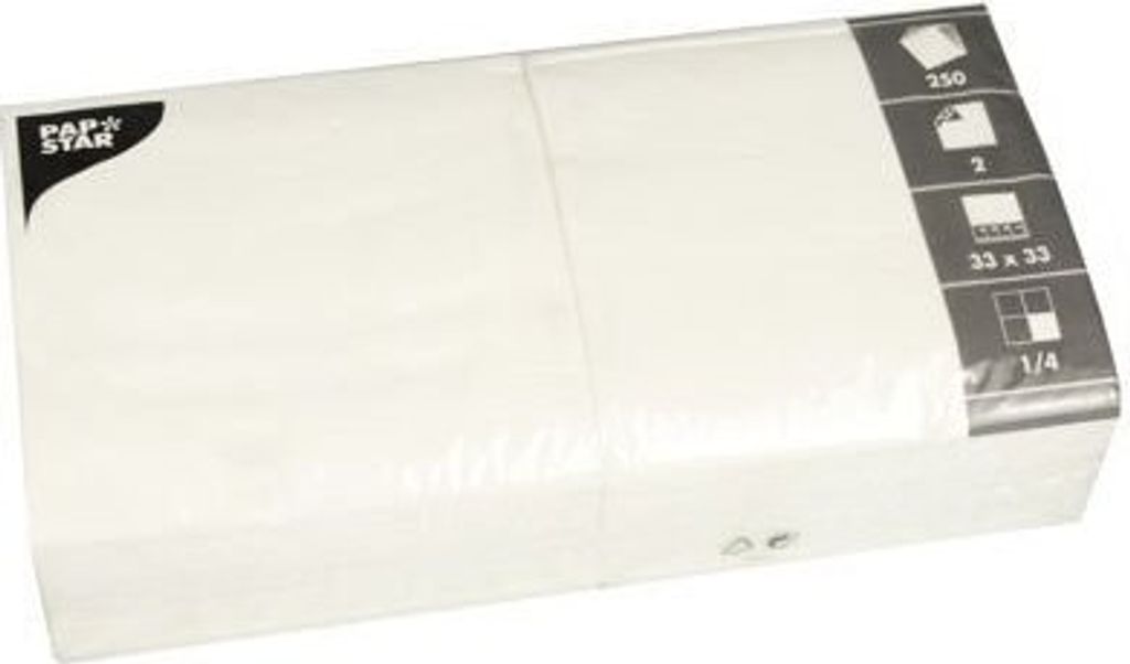 Servietten, 2-lagig 1/4-Falz 33 cm x 33 cm weiss Produktbild 