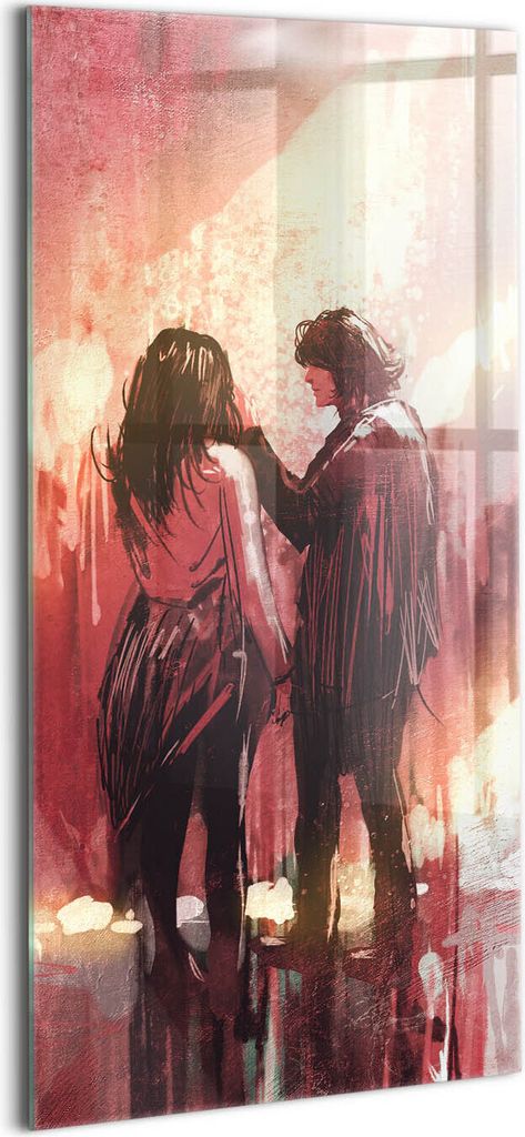 Designer Glasbild - Wandbild - Glas Bild - 70x140 cm - Junges Verliebtes Paar