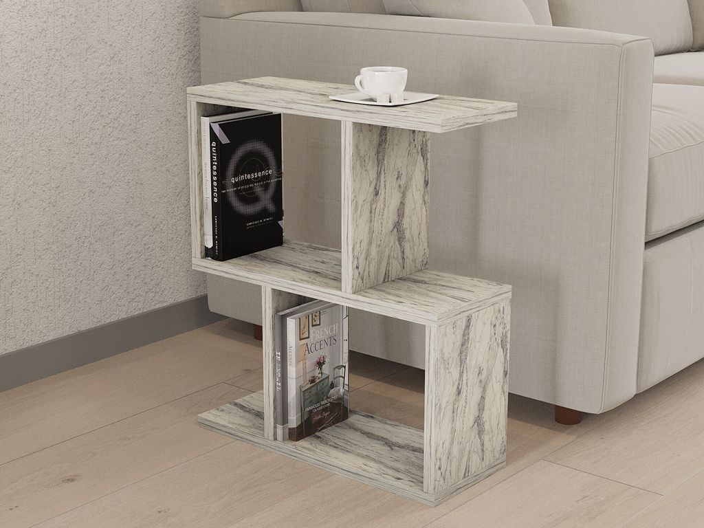 Skye Decor, Zet - Freesia Marble, Freesienmarmor, Beistelltisch, 45 x 51,4 x 17 cm, 100 % MELAMINBESCHICHTETE SPANPLATTEN
