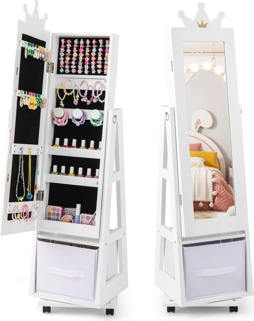 Rangement bijoux enfant pivotant : fini le désordre avec ce miroir 3 en 1