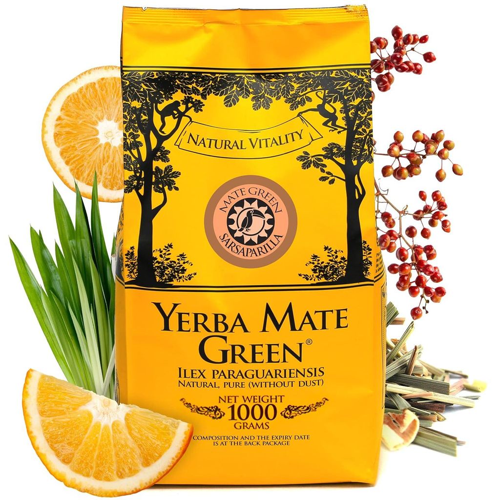 Yerba Mate Green 'Sarsaparilla' Brasilianischer Mate-Tee 1kg - Süß und Erfrischend Mate Tee mit Orangenschalen, Zitronengras, Sarsaparillawurzel