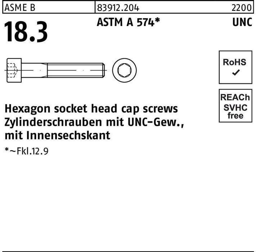 Reyher  Hex socket cap screws 83912 #8 - 32 UNCx1/2(13mm) Produktbild 