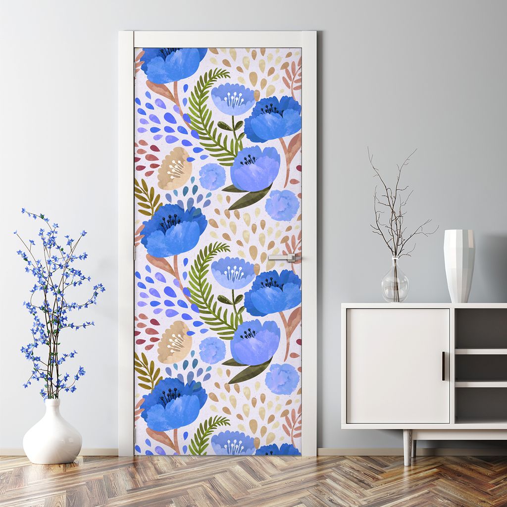 Dekorative Aufkleber selbstklebend Türaufkleber Türposter dekoration Rosa Mohn Vintage 70 x 200 cm