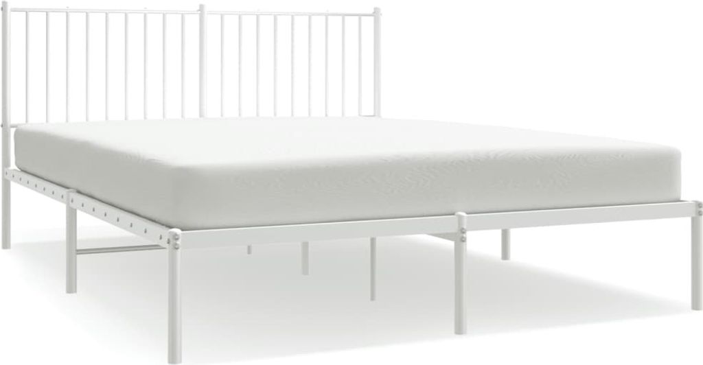 Metalowa Rama Łóżka Z Wezgłowiem, Biała, 160X200 Cm Zdjęcie produktu 