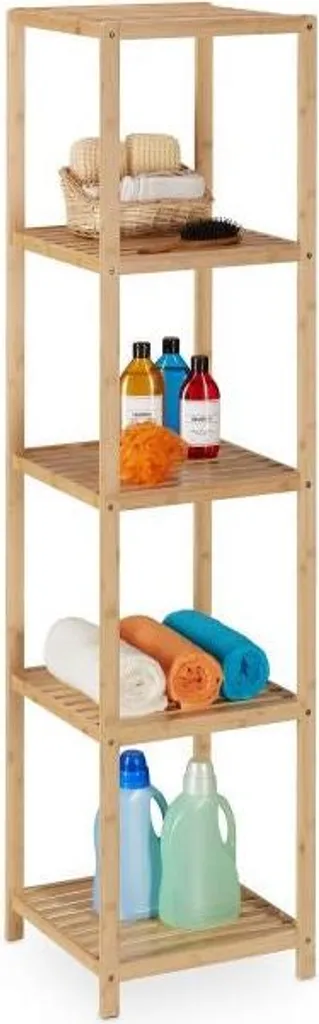 Mensola Multiuso Bambù 5 Ripiani | Organizer Bagno e Casa 140cm