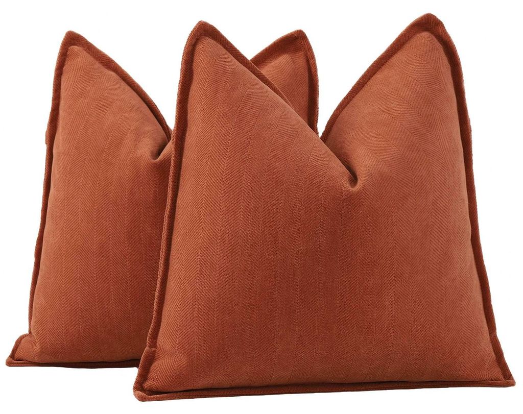 Set mit 2 schlichten Chenille-Kissenbezügen, rostbraun, 45 x 45 cm