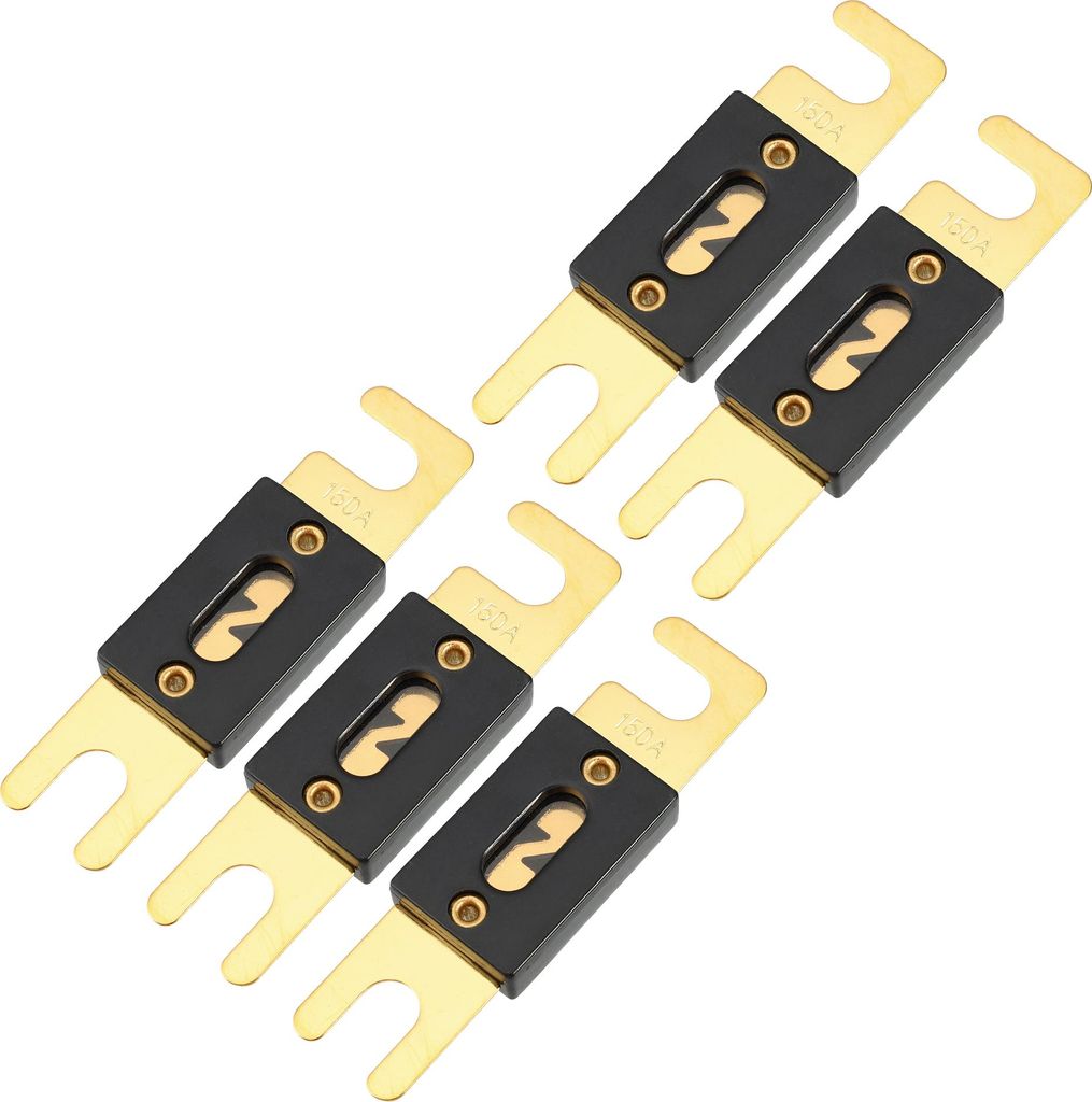Mini ANL Sicherungen 150A / Innere Audio-CD-Sicherung für Auto Motorrad Boot / strapazierfähiges Kunststoff-Metall / 5 Stück Goldton Schwarz