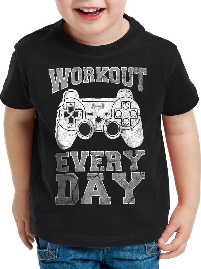style3 Gamer Workout Kinder T-Shirt play sport station controller ps game