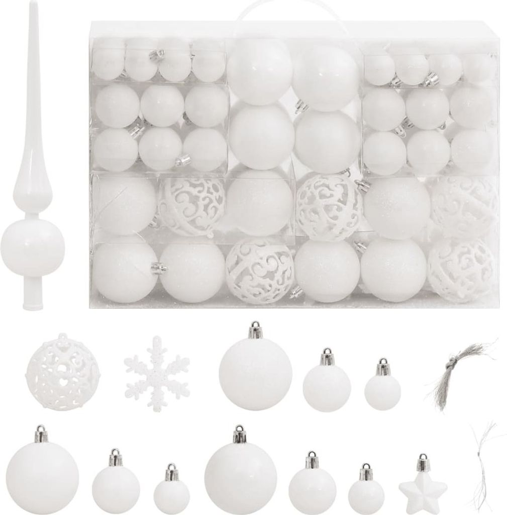 "SALE 2026" 111-tlg. Weihnachtskugel-Set Weiß Polystyrol - Christbaumschmuck DE3907647