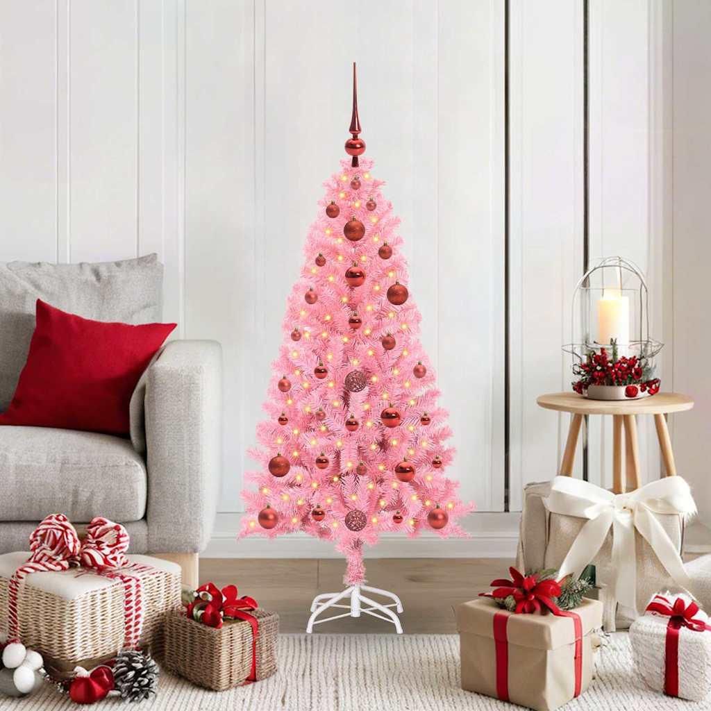 "Schlussverkauf" Weihnachtsbaum(1 pc) - Kunstbaum/Tannenbaum - mit 150 LEDs mit Ständer Rosa 120 cm PVC C7666