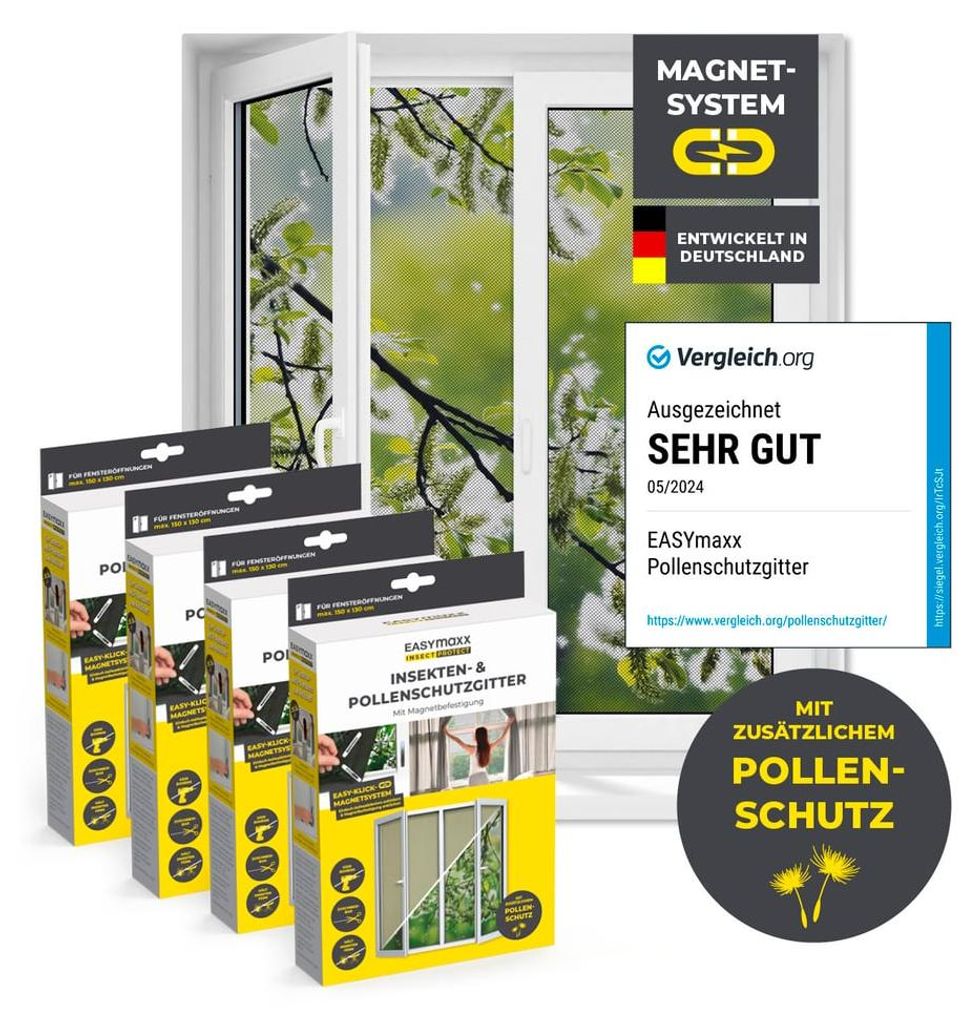 EASYmaxx Moskitonetz mit Pollenschutz mit Magnetbefestigung Produktbild 