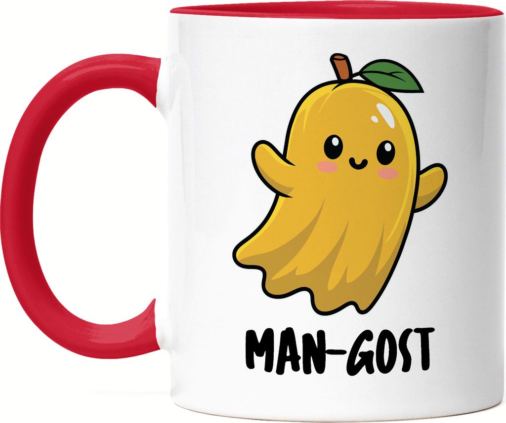 Man-Gost Lustiges Mangomotiv Tasse Rot Geschenkidee witziges Design Halloween