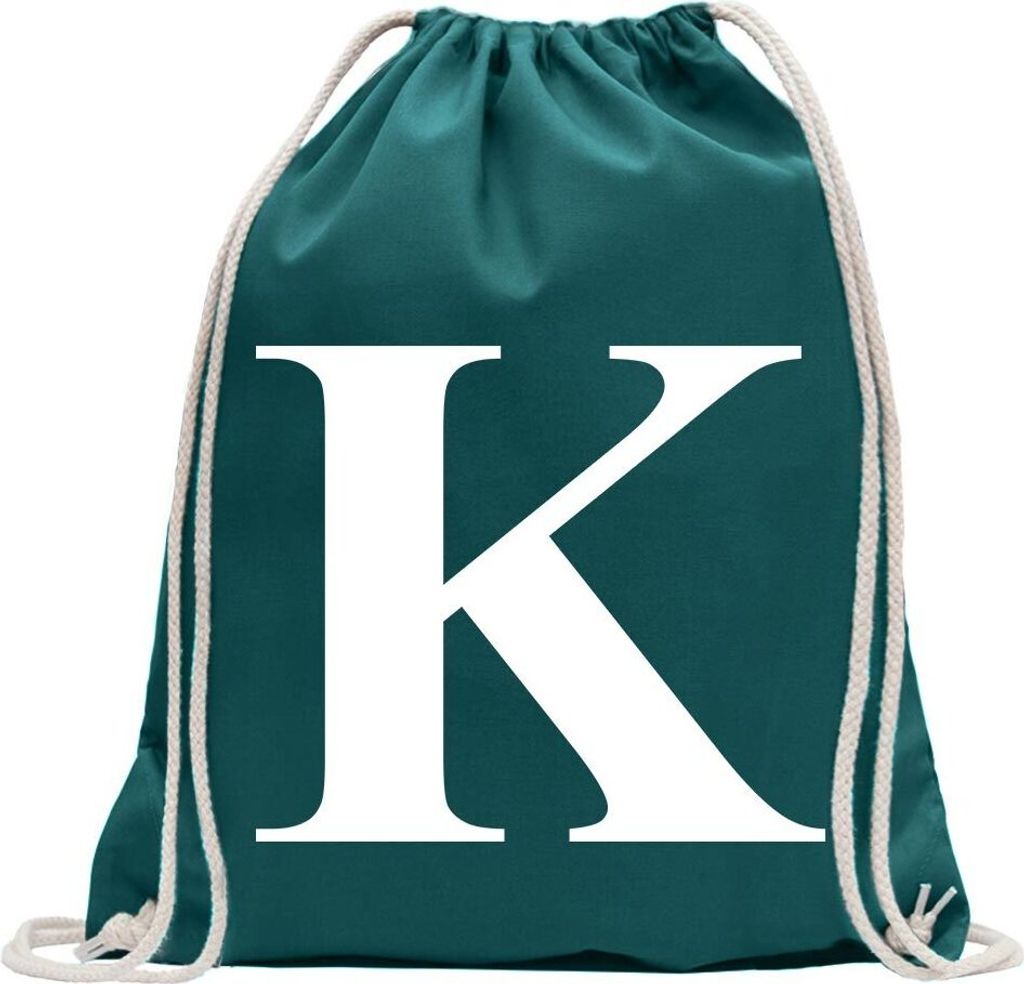 Kiwistar - Turnbeutel - petrol - Buchstabe K - Alphabet - Fun Rucksack Sport Beutel Gymsack Baumwolle mit Ziehgurt