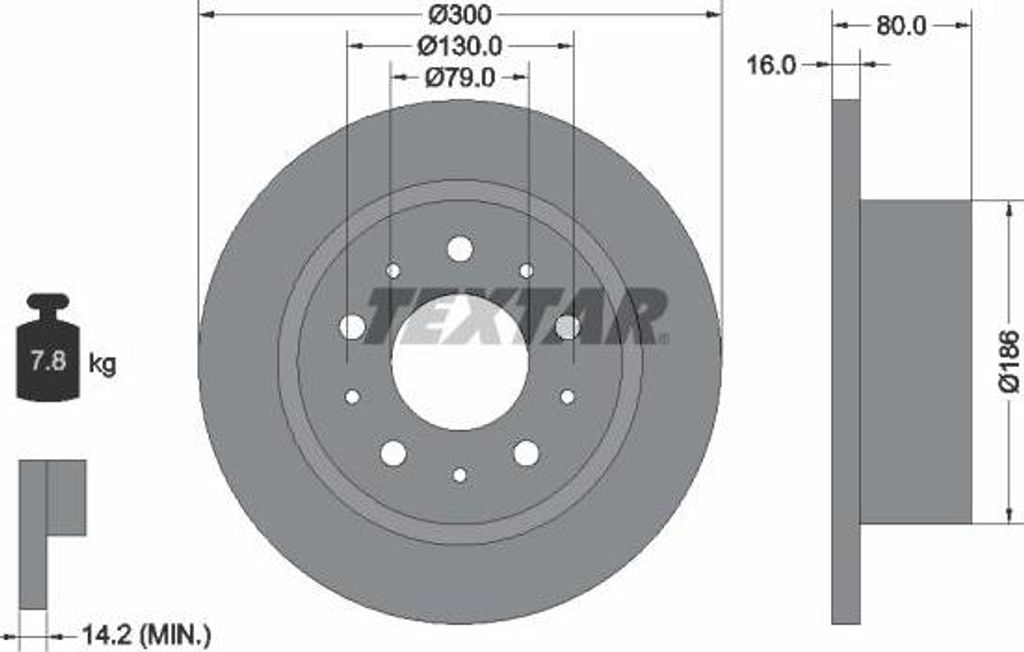 TEXTAR 92157600 Bremsscheibe OE 1607880680 kompatibel mit Boxer, Ducato, Jumper