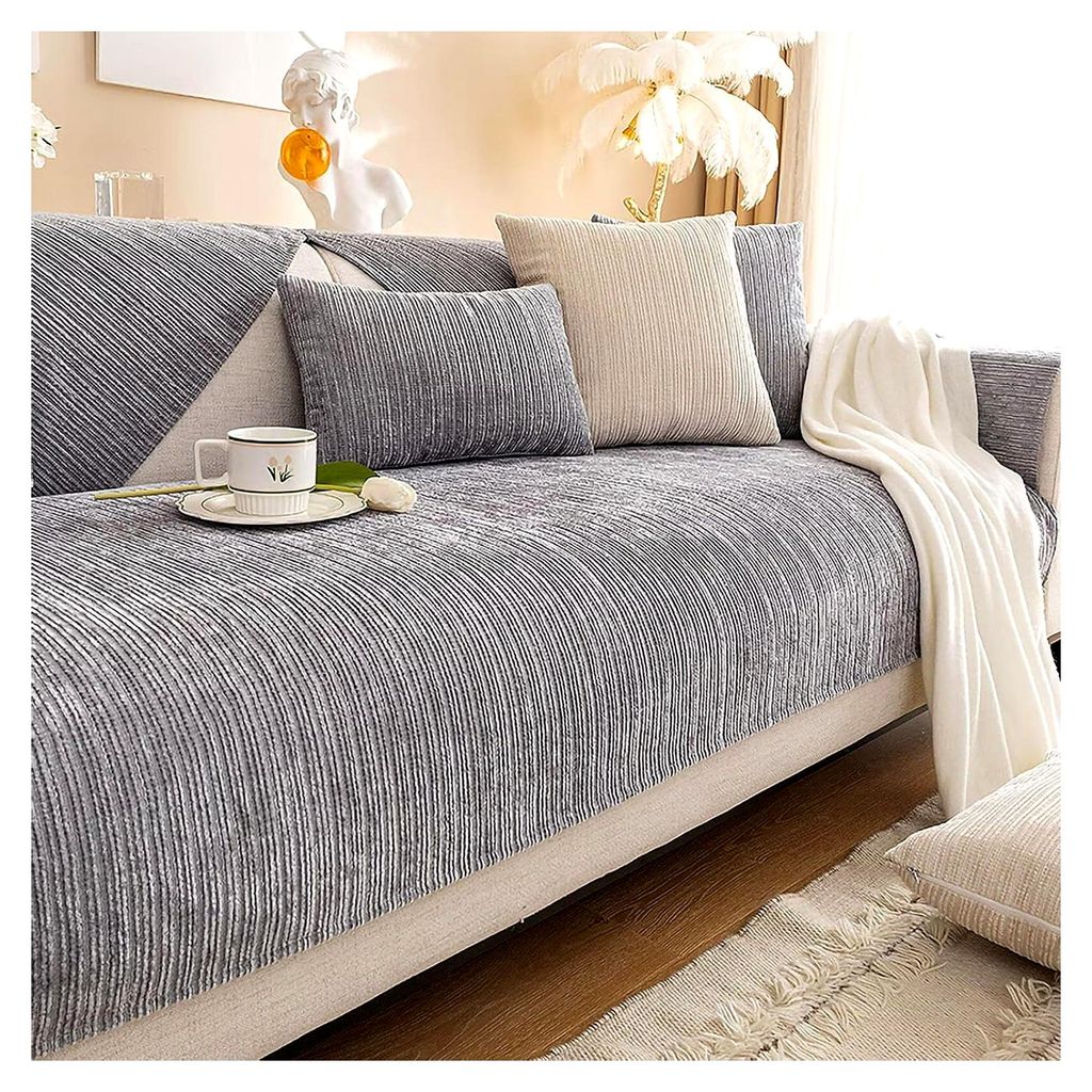 Sofadecke, Sofadecken für Sitzfläche, rutschfester Sofaschoner, Sofaüberzug, Chenille Sofabezug in L-Form, Sofaüberwurfdecke, Couchbezug, Couch...