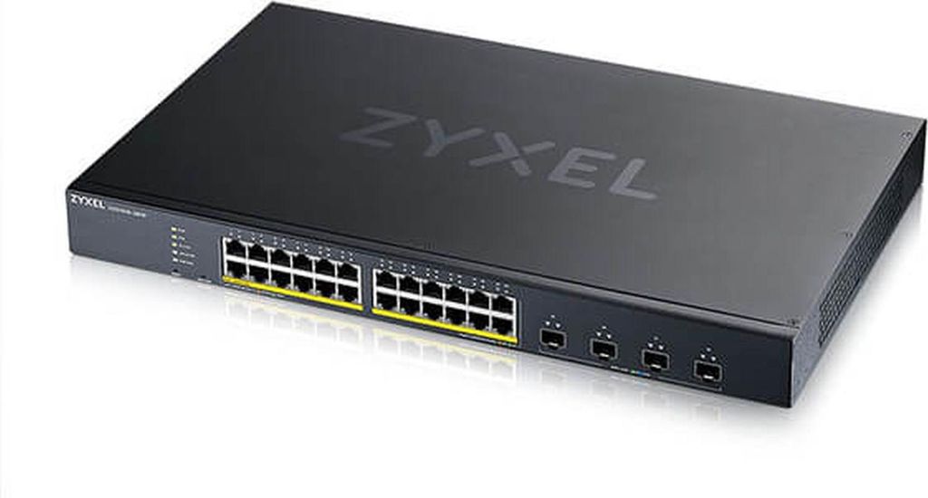 28-Port Smart Managed PoE+ Switch, 24x GbE PoE+ RJ45, 4x 10G SFP+, 375Watt PoE+, Hybrid Mode (Webmanaged und Cloudmanaged nutzbar)