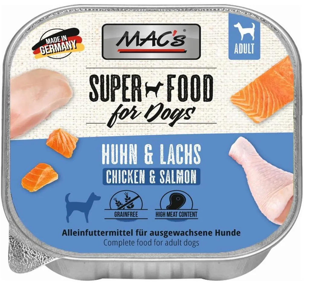 MAC's Dog Salmone e Pollo 150g - 10 Vaschette Naturali Grain Free