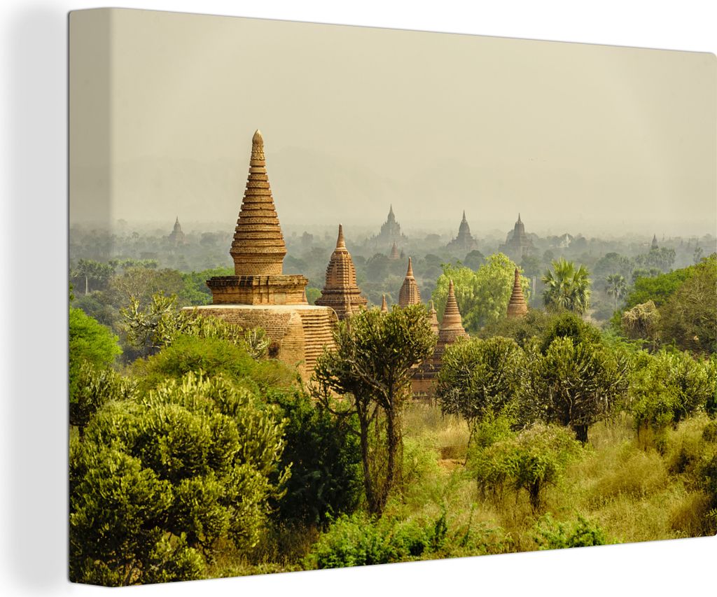 OneMillionCanvasses - Leinwandbilder - 140x90 cm, Bagan-Tempel in Myanmar Asien, Wandbilder Kunstdruck Wanddekoration - Foto auf Leinwand - Gemä...