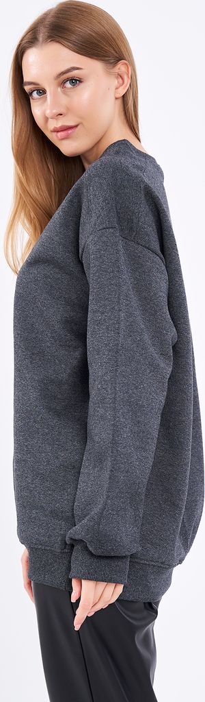 COMEOR Sweatshirt Damen Bequemer Oversize Pullover aus Baumwolle, Langarmshirt als Basic Pulli ohne Kapuze Regular Fit (Dunkelgrau 2XL)