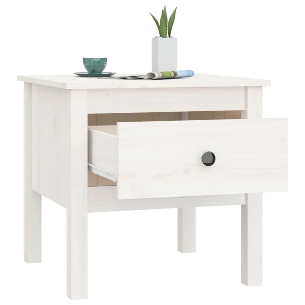 Tables d'appoint Blanches en Pin Massif 50x50 cm - Design Durable - 8
