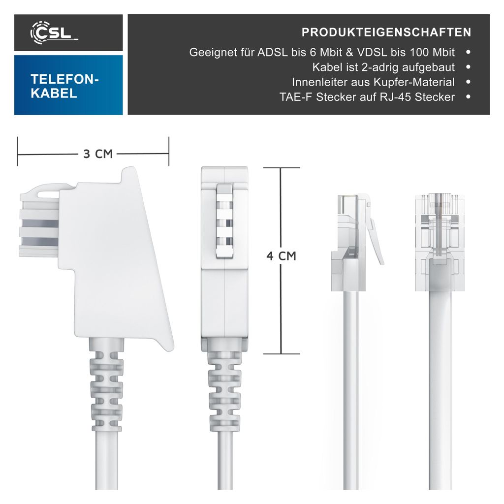 CSL Cavo Internet Router TAE-F a RJ45 3m
