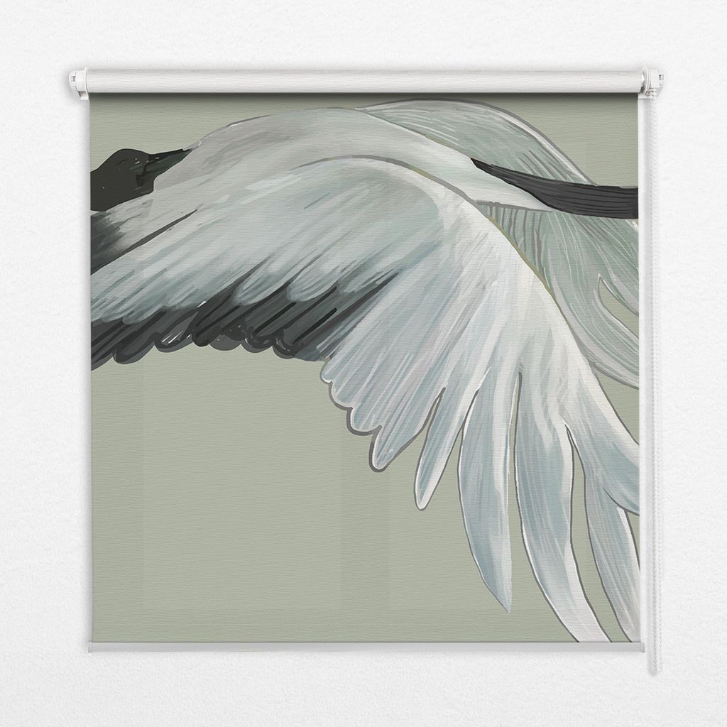 Seitenzug-Rollo Fensterrollo Jalousie - Thermo-Rollo Verdunkelungsrollo - 110x180 cm - Kranich im Flug