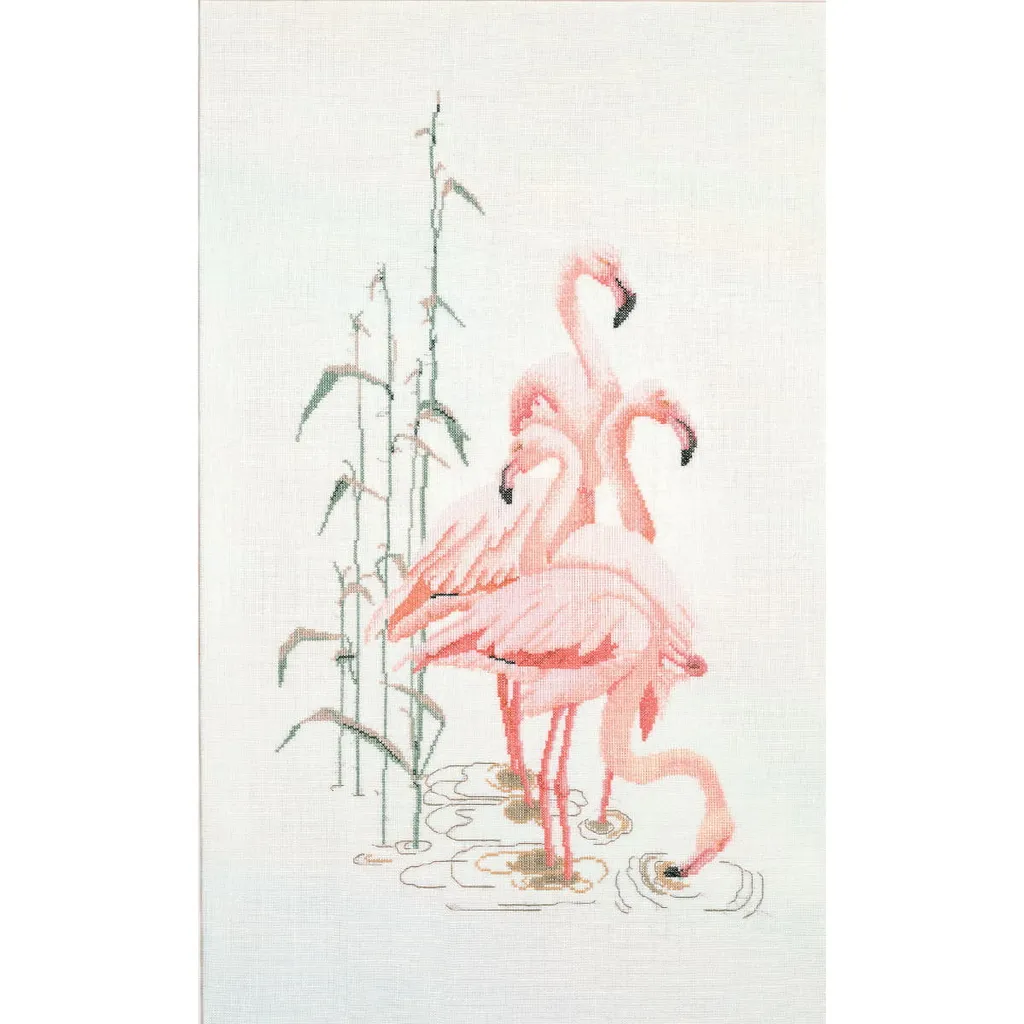 Tableau à broder Flamingo sur toile Aida par Thea Gouverneur 38x65