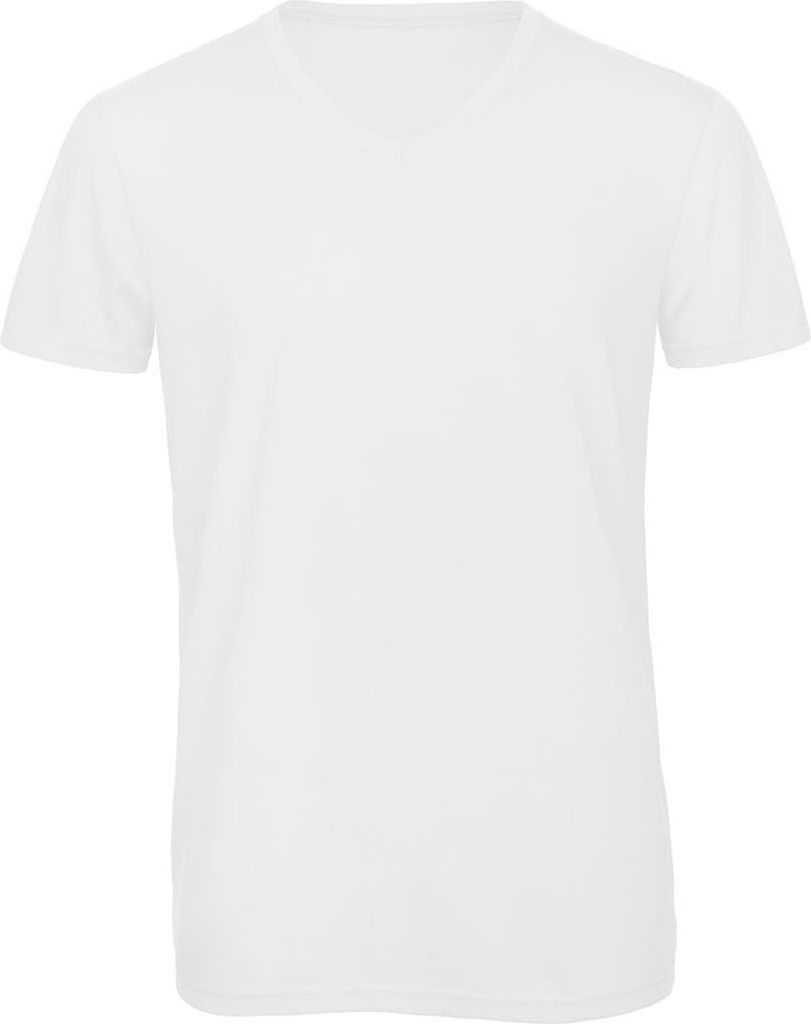 B&C TM057 | Herren V-Neck Triblend T / langlebig, flexibel + faltenfrei - Farbe: White - Größe: XL