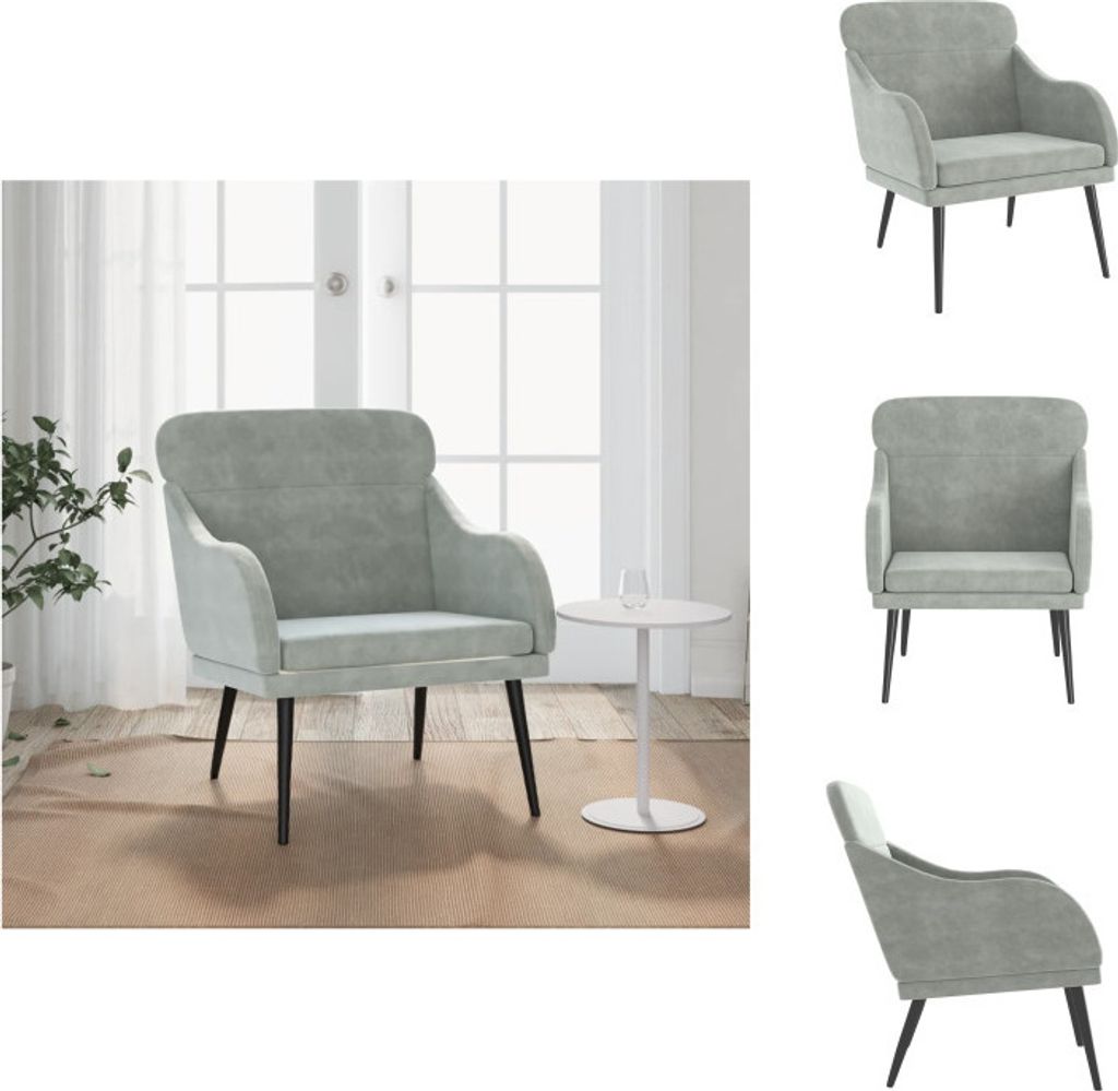vidaXL Sessel Hellgrau 63x76x80 cm Samt - Sessel