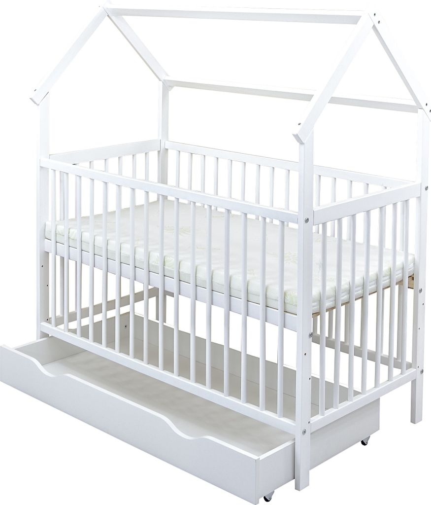Baby-Delux Hausbett Kinderbett Gitterbett weiß 60x120 Produktbild 