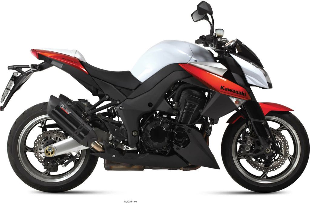 MIVV Black Slip-on Doppel-Auspuff Genehmigter Klang für KAWASAKI Z 1000 2010-2013
