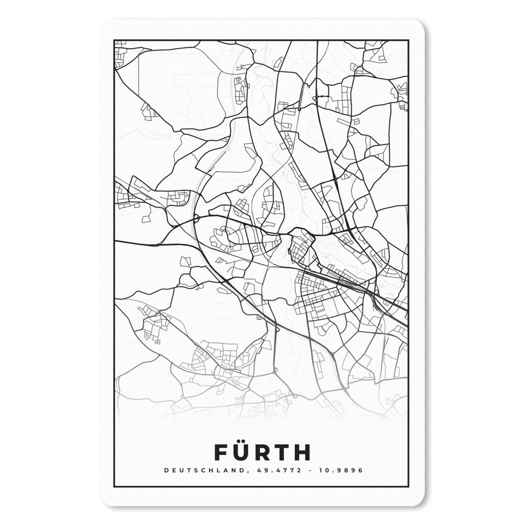 MuchoWow Mauspad Mousepad Fürth - Karte - Stadtplan 18x27 cm - Mousepads - Maus Mat - Pad - Mausunterlage