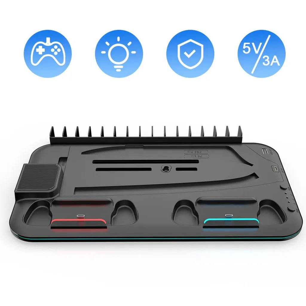 Support Vertical PS5 et PS5 Slim avec Double Station de Charge Noir - 3