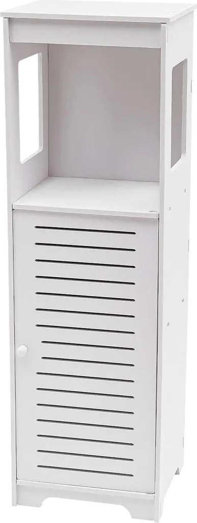 Meuble de rangement colonne pour salle de bain - 4 niveaux PVC blanc