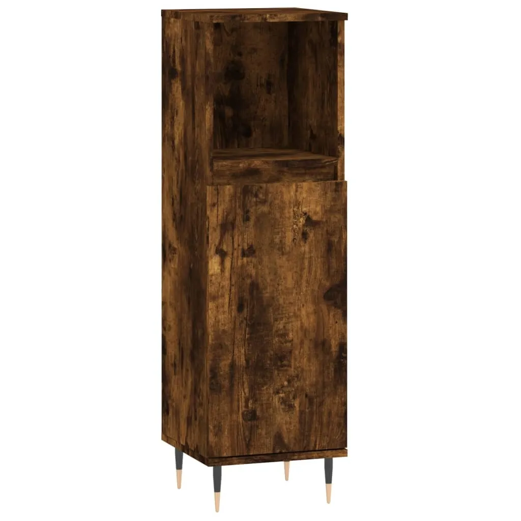 Arredo Bagno Rovere Fumé 30x30x100 | Armadietto Legno Caldo Moderno