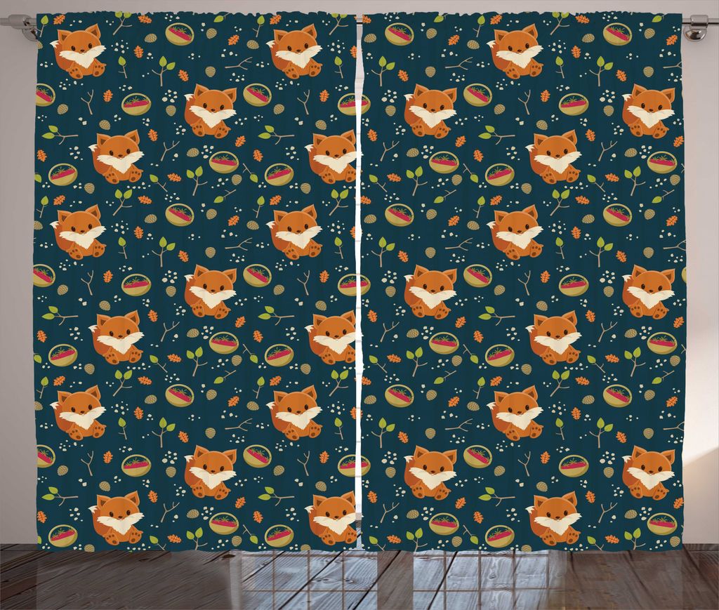 ABAKUHAUS Pine Cone Rustikaler Vorhang, Fox Korb der Himbeere, Wohnzimmer Universalband Gardinen mit Schlaufen und Haken, 280 x 175 cm, Mehrfarbig