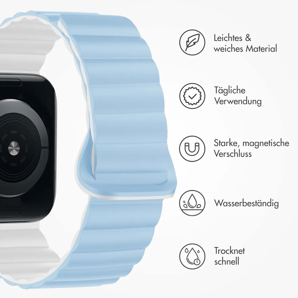 Watch Ultra - 49 mm, Watch Ultra 2 - 49 mm, Watch SE - 44 mm, Watch SE 2023 - 44 mm, Watch SE 2022 - 44 mm, Watch 9 - 45 mm, Watch 8 - 45 mm, Watch 7 - 45 mm, Watch 6 - 44 mm, Watch 5 - 44 mm, Watch 5 - 44 mm, Watch 4 - 44 mm, Watch 44 mm, Watch 42 mm, Watch 3 - 42 mm, Watch 2 - 42 mm, Watch 1 - 42 mm, Watch 1 - 42 mm, Watch 10 - 46 mm Cinturino: imoshion Magnetisches Silikonband - 2