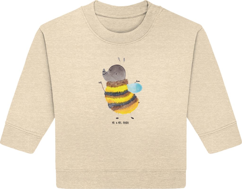 Mr. & Mrs. Panda Organic Baby Pullover Hummel flauschig 24. - 36. Monat - Natural Raw - Geschenk, Biene, Bullover, Natur, Blume, Lustige Sprüche