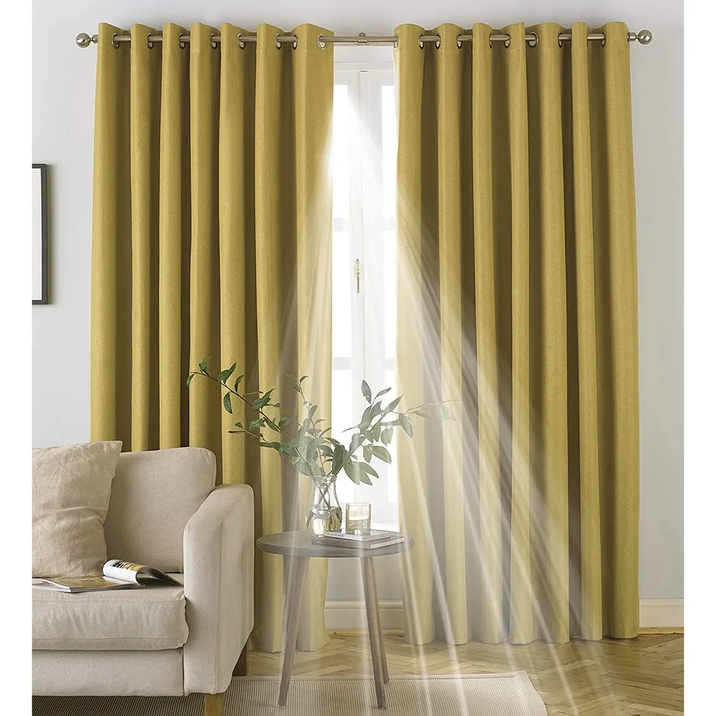 Rideau à Œillets Jaune Ocre Moon RV1855 pour Salon Moderne et Cosy