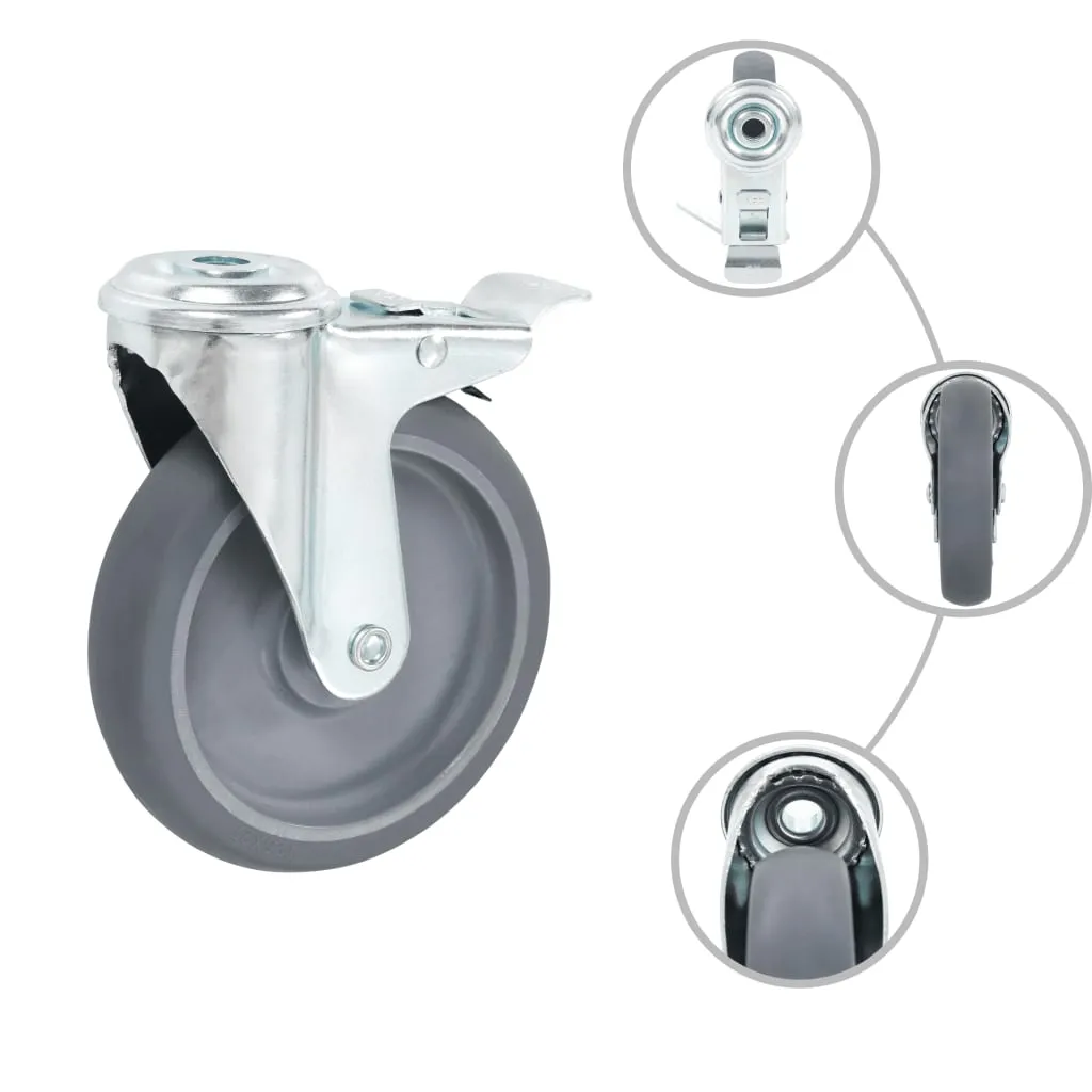 Roulettes pivotantes 125 mm sans trace avec double frein de sécurité